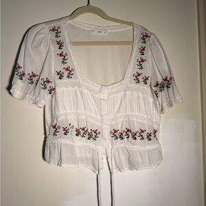 Mango Blouse with Smocked Ruffles 100% cotton